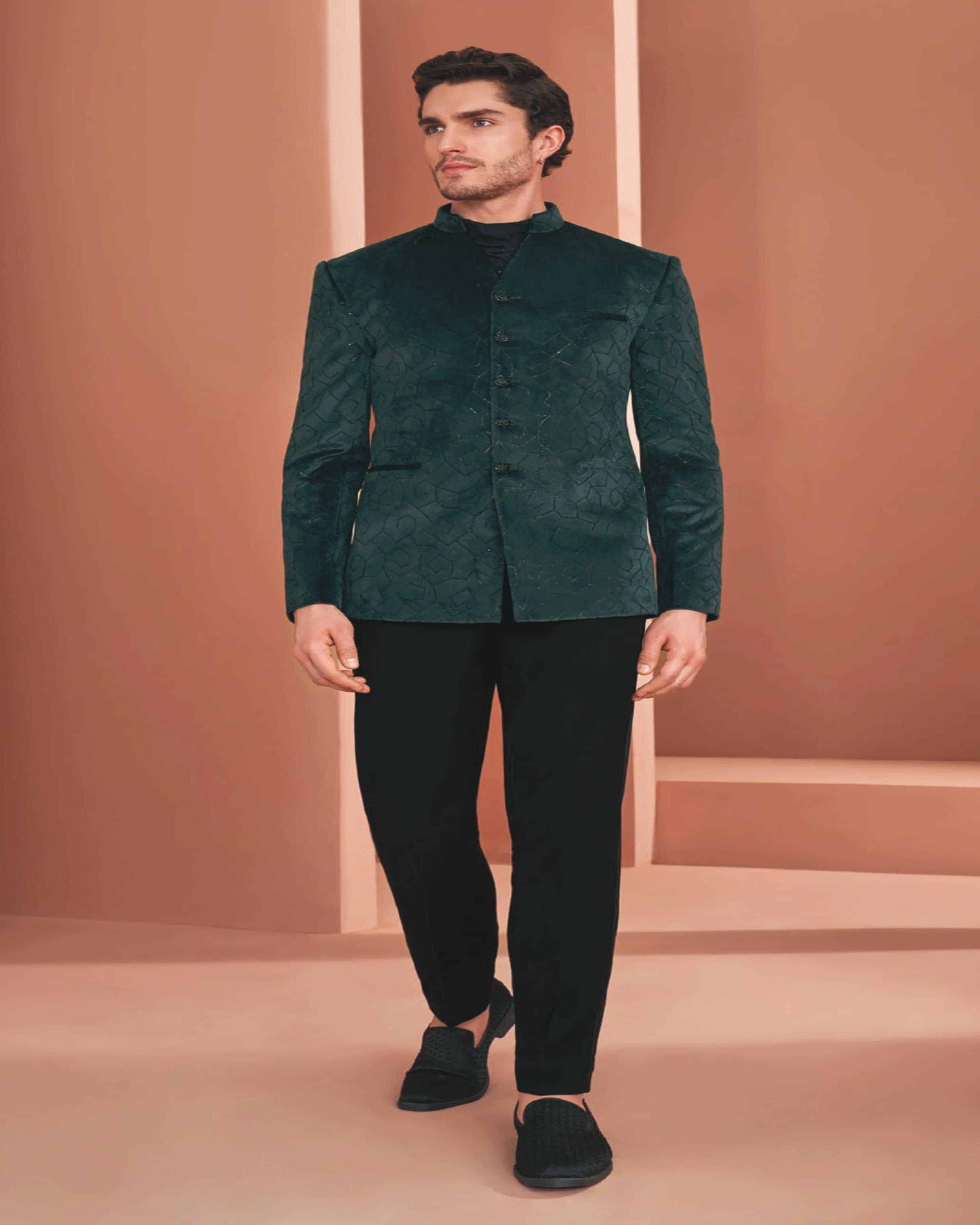 Bottle Green Embellished Jodhpuri