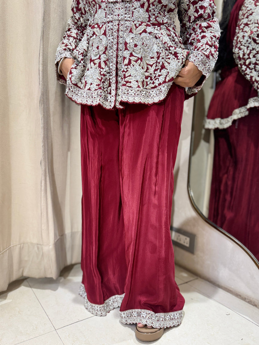 Maroon Peplum with Sharara