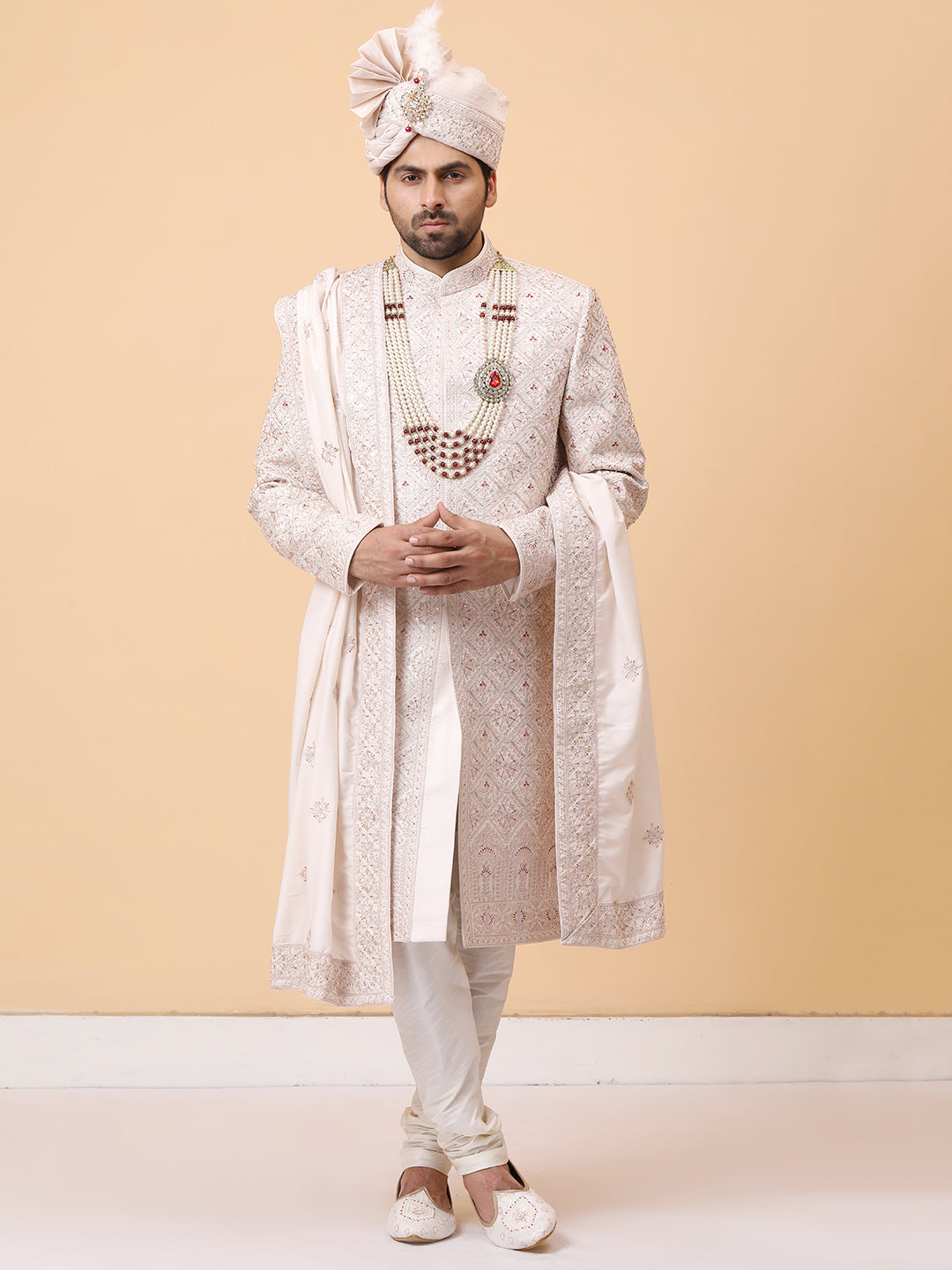 Mauve Hand Embellished Exquisite Groom Sherwani