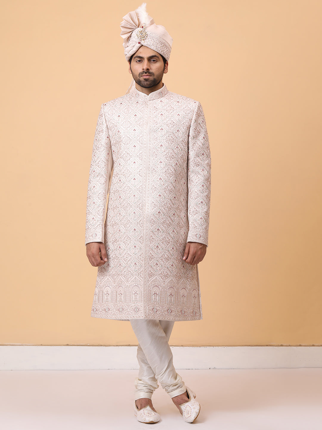 Mauve Hand Embellished Exquisite Groom Sherwani