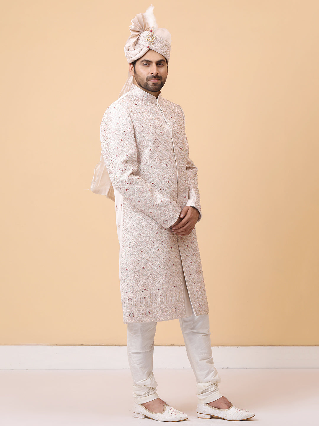 Mauve Hand Embellished Exquisite Groom Sherwani