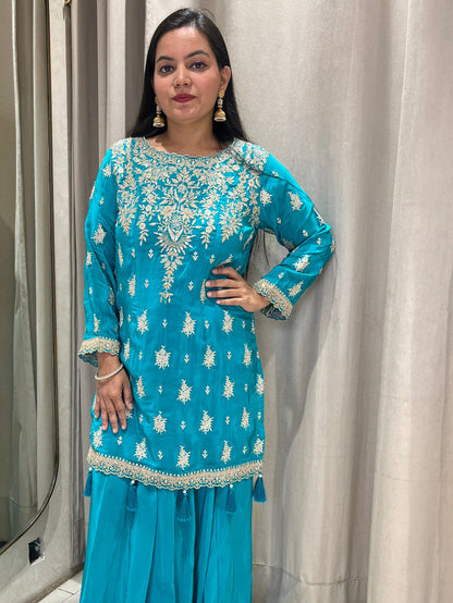 Blue Dhoti Indowestern