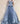 Bluish-grey party wear dress embellished with stones, cut Dana and sequins in vertical pattern and tulle skirt