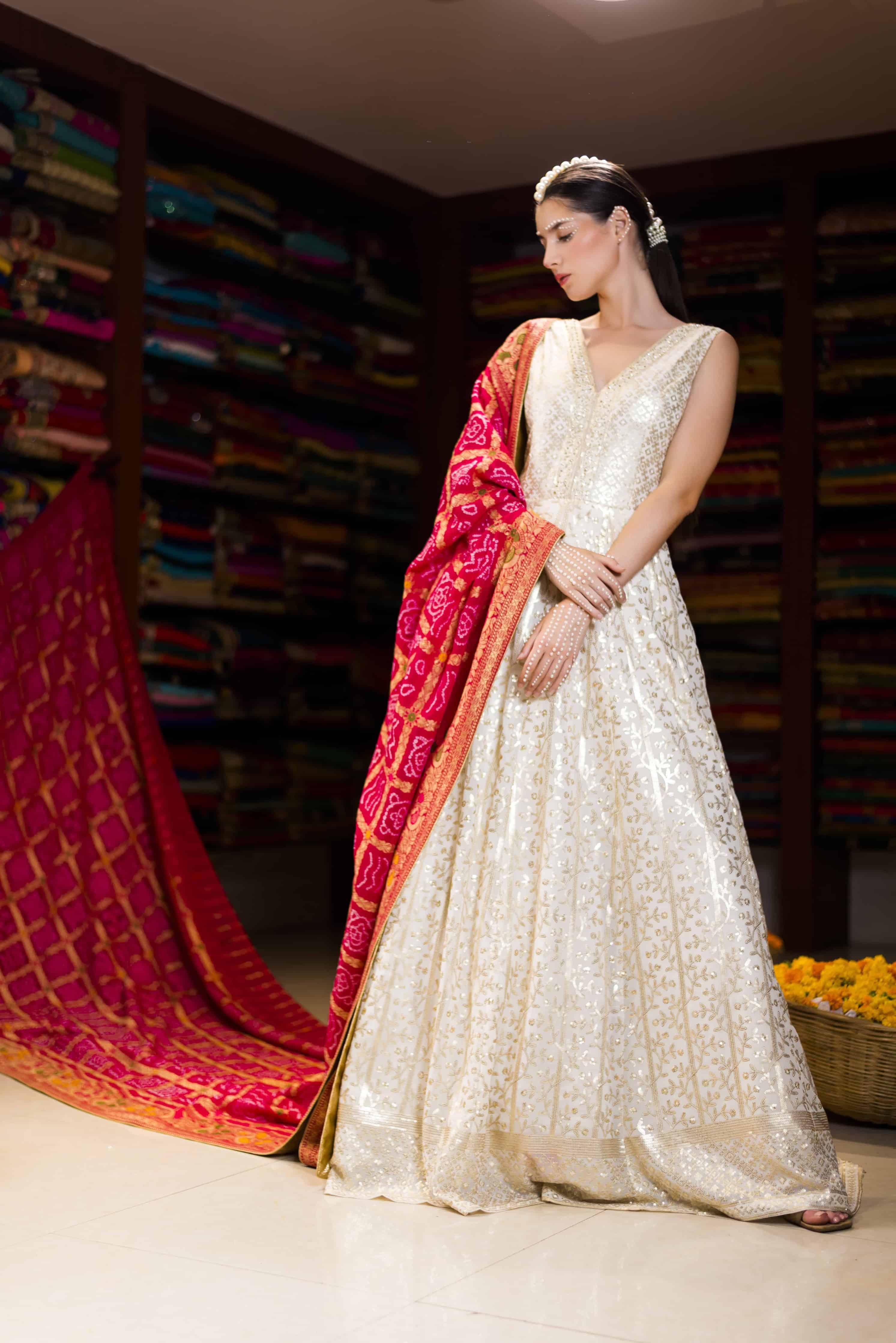 Silk anarkali hotsell with banarasi dupatta