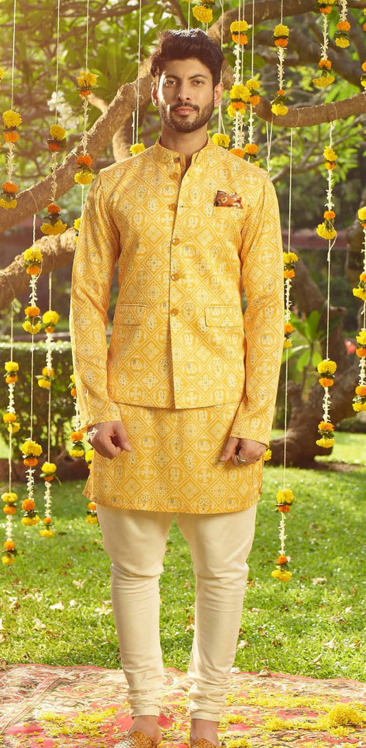 Haldi Yellow Embellished Kurta Jacket