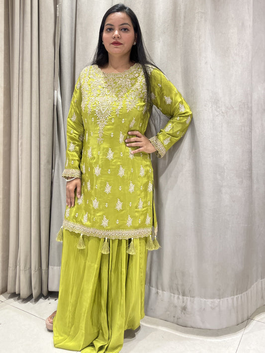 Parrot Green Indo Western Dhoti