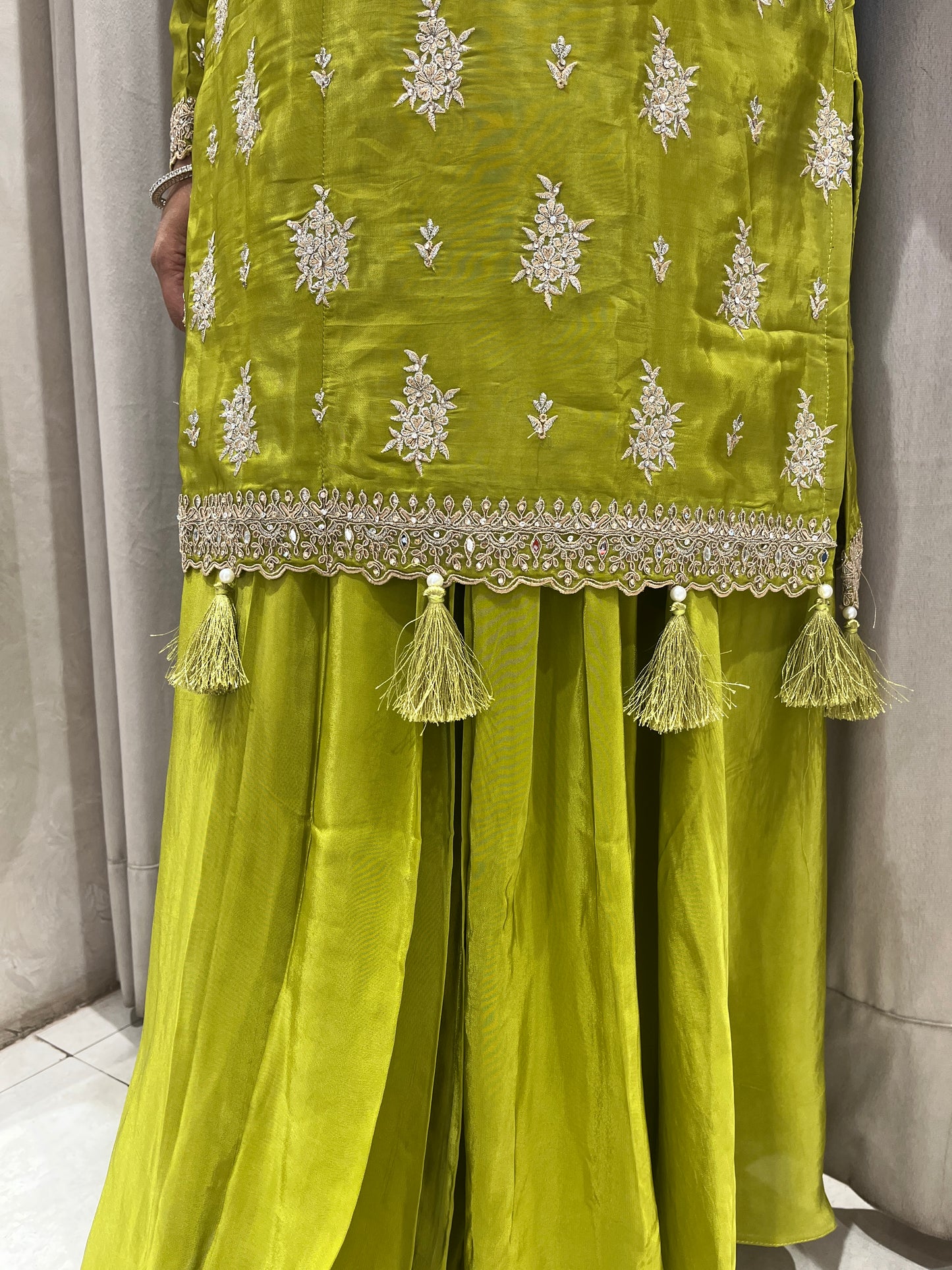 Parrot Green Indo Western Dhoti