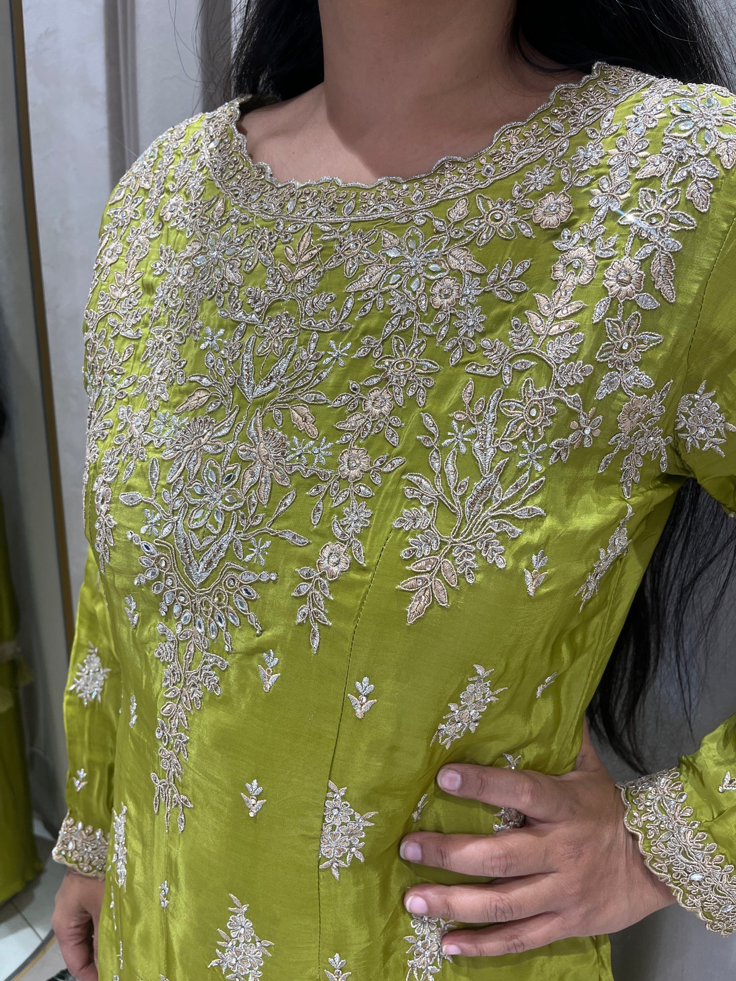 Parrot Green Indo Western Dhoti