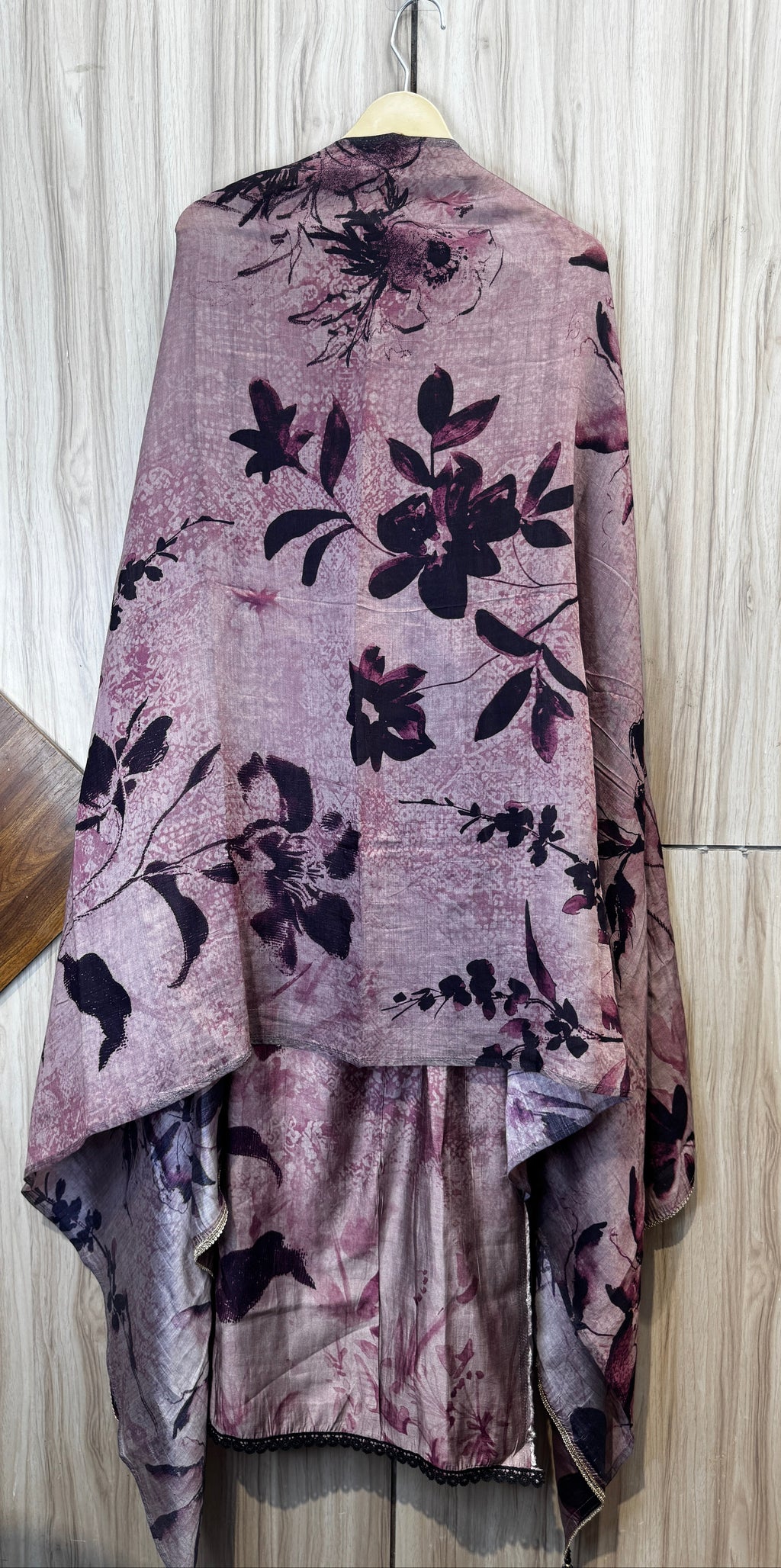 Dusty Mauve Bloom Printed Embroidered Unstitched Suit