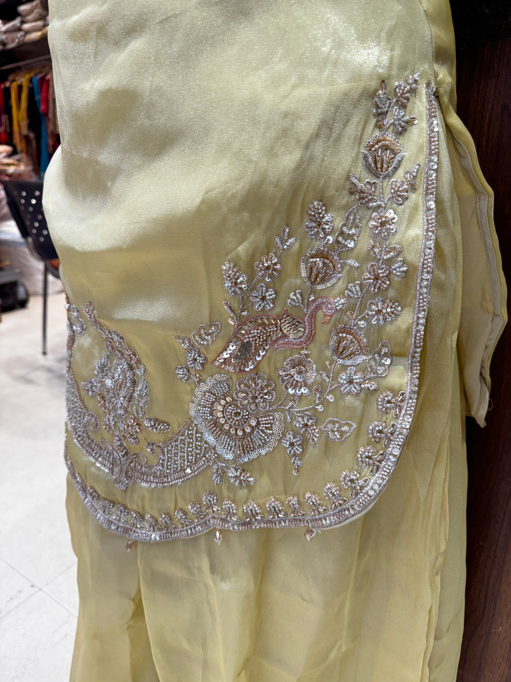 Butter Yellow Embroidered Palazzo Suit Set