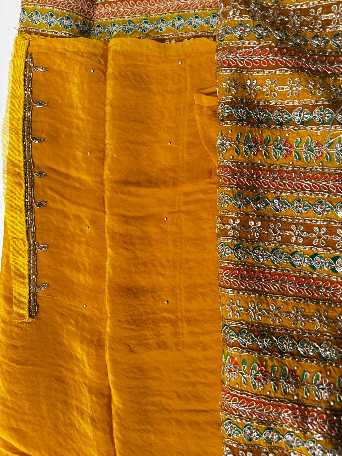 Mustard Yellow Gota Patti Georgette Unstitched Suit
