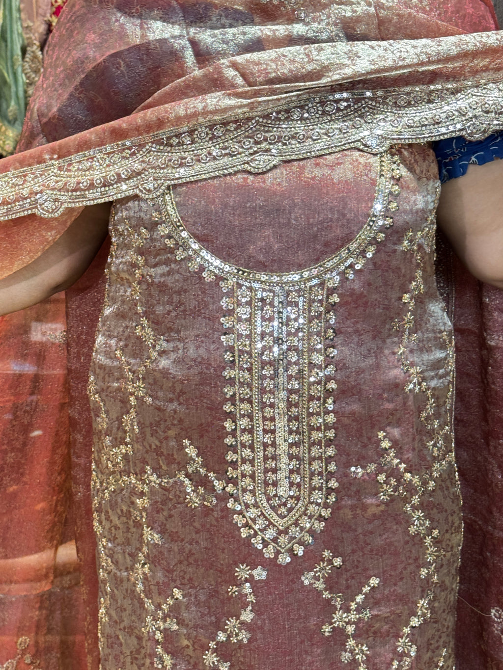 Dusty Rose  Embroidered Unstitched Suit