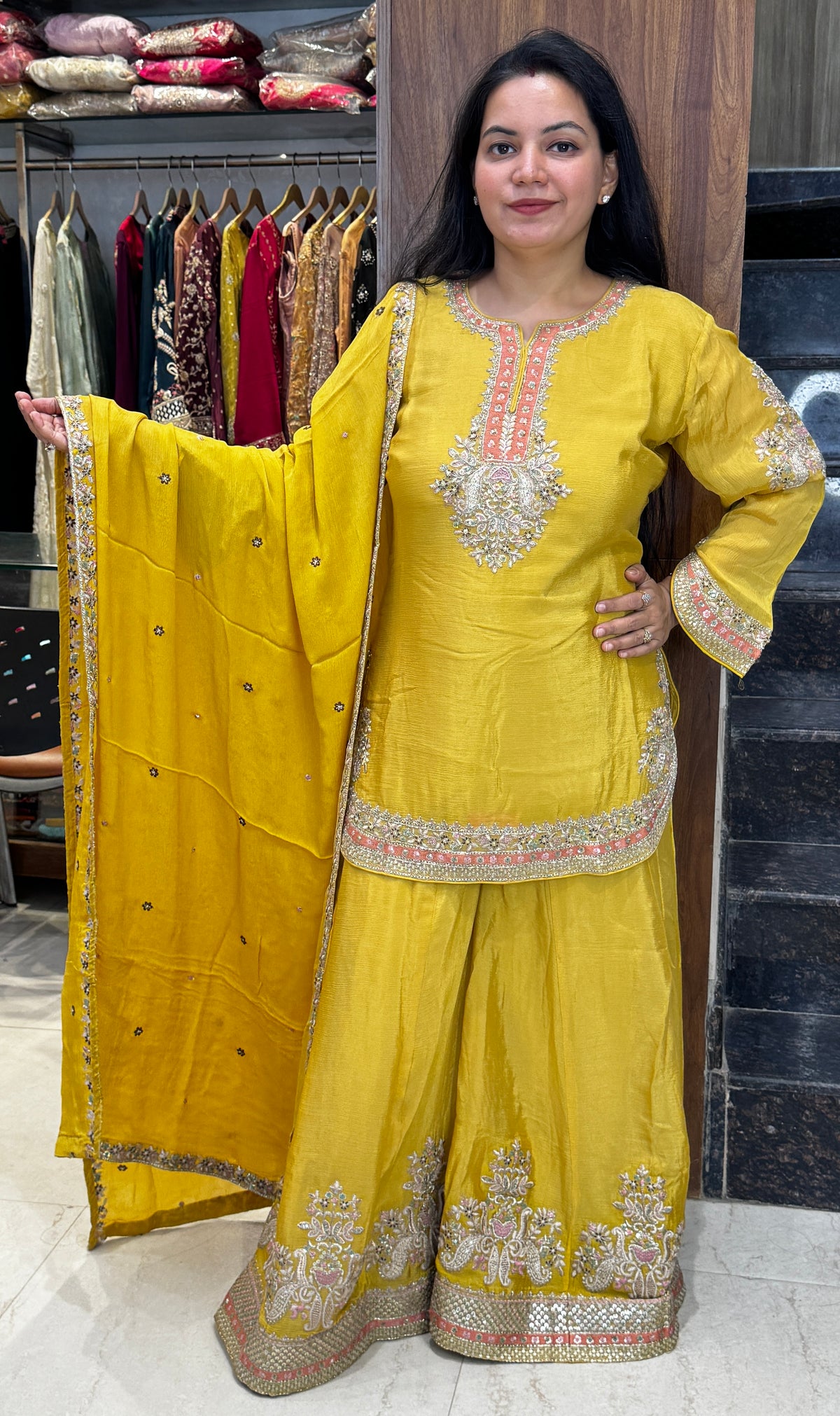 Mustard Bloom Embroidered Suit Set – Stitched