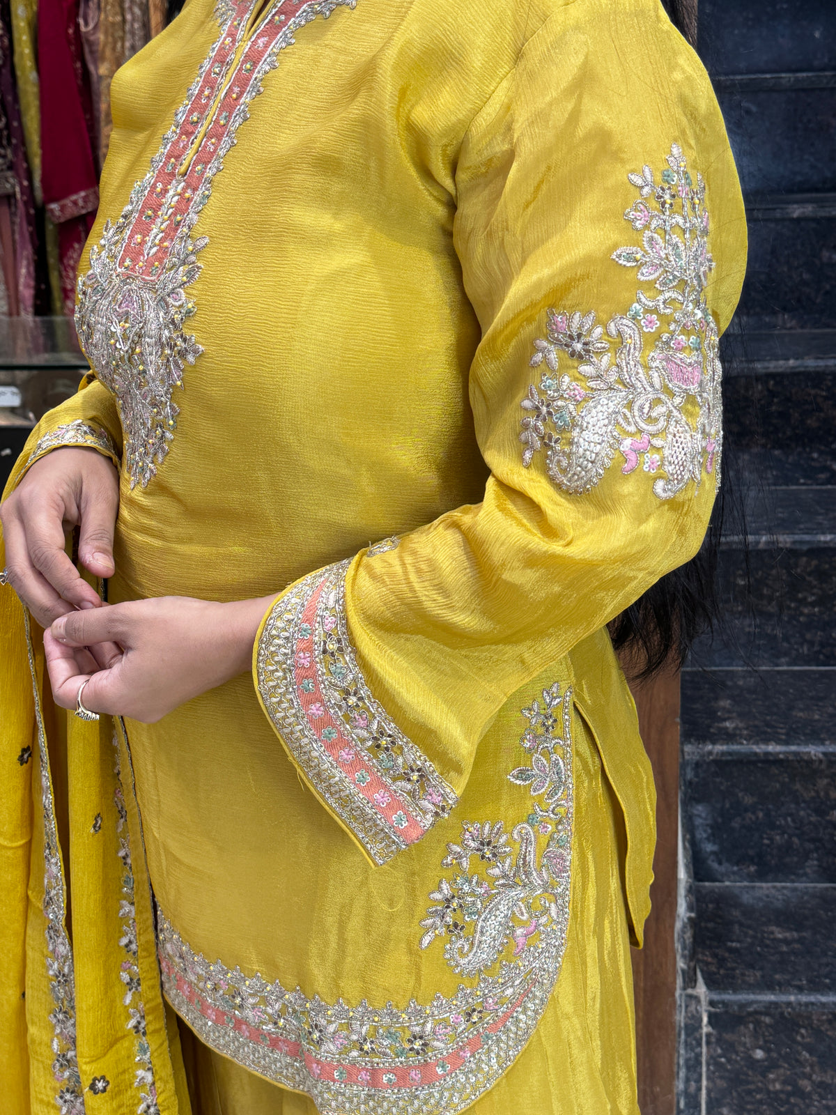Mustard Bloom Embroidered Suit Set – Stitched
