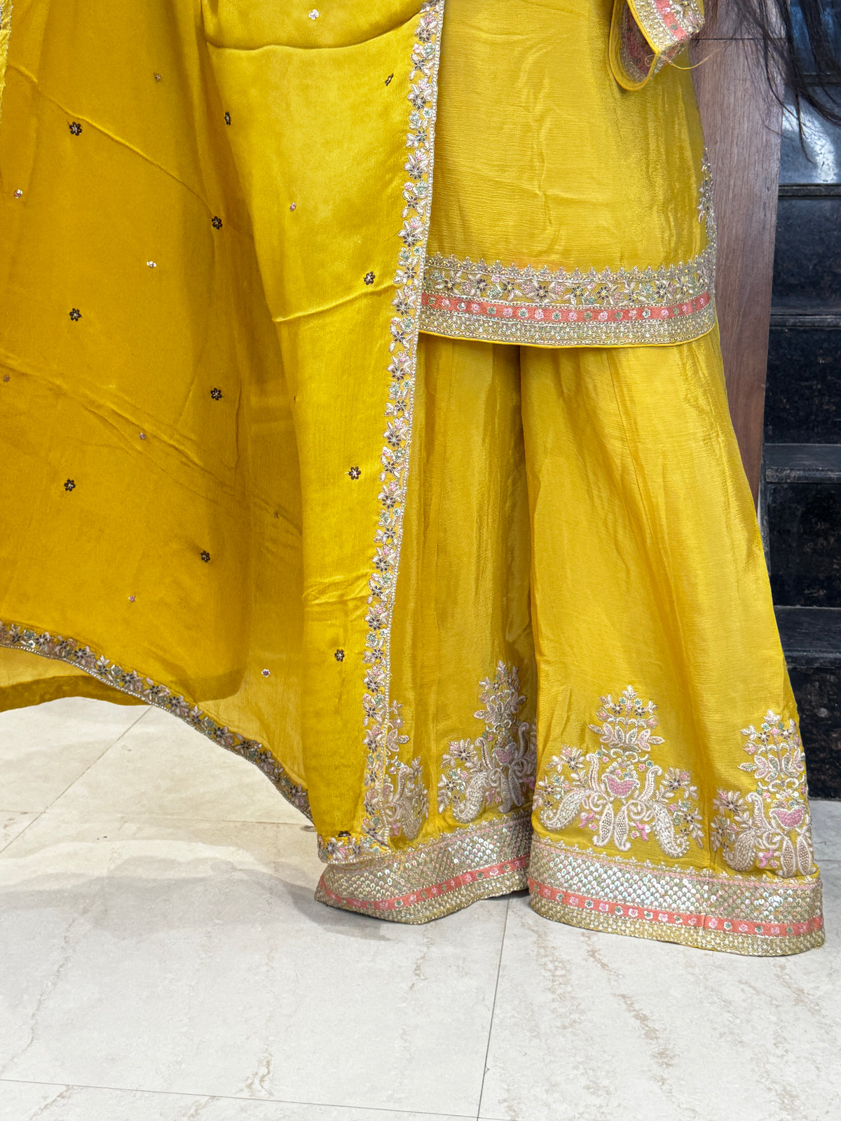 Mustard Bloom Embroidered Suit Set – Stitched