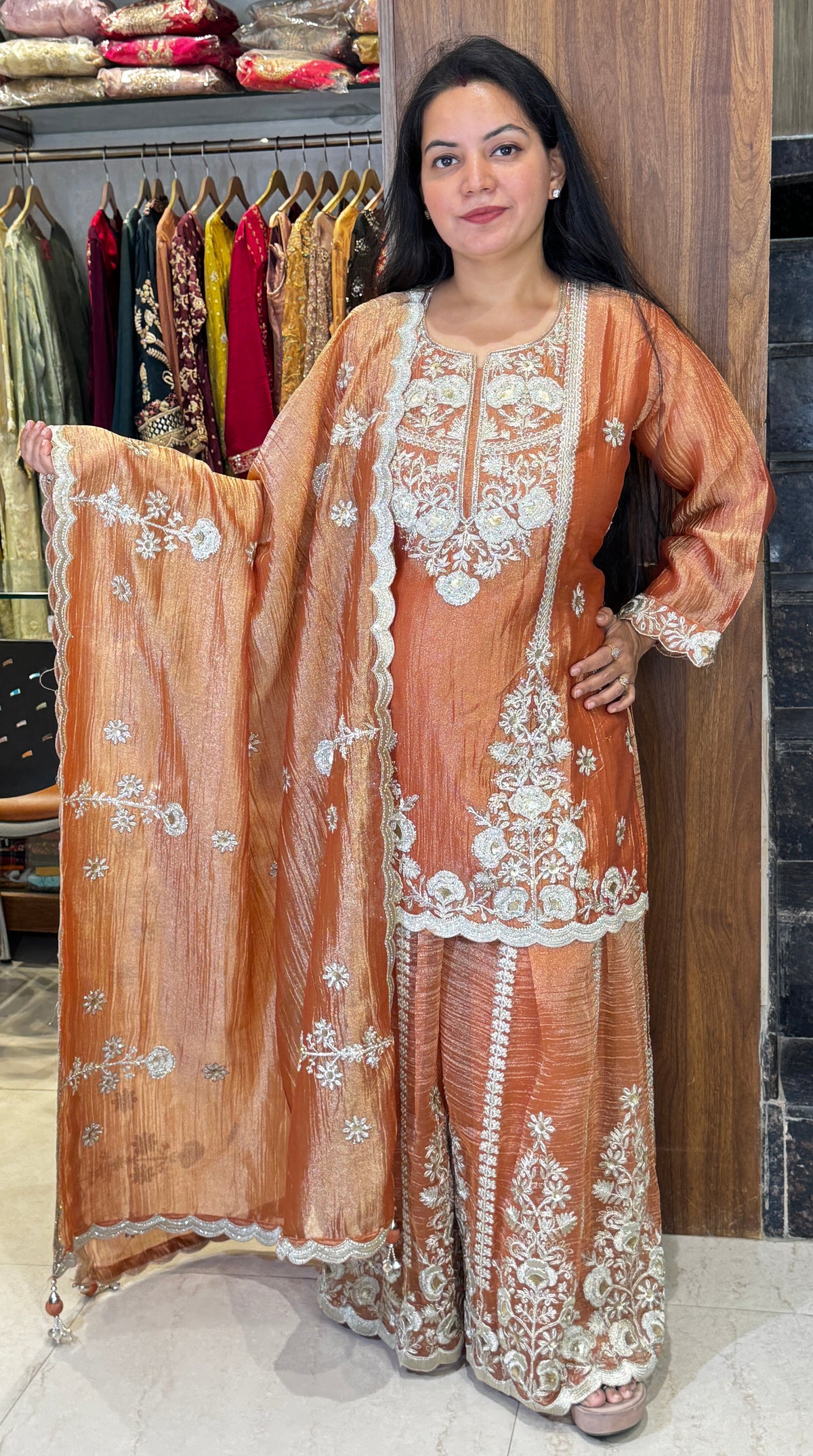 Peach Glow Embroidered Suit Set – Stitched