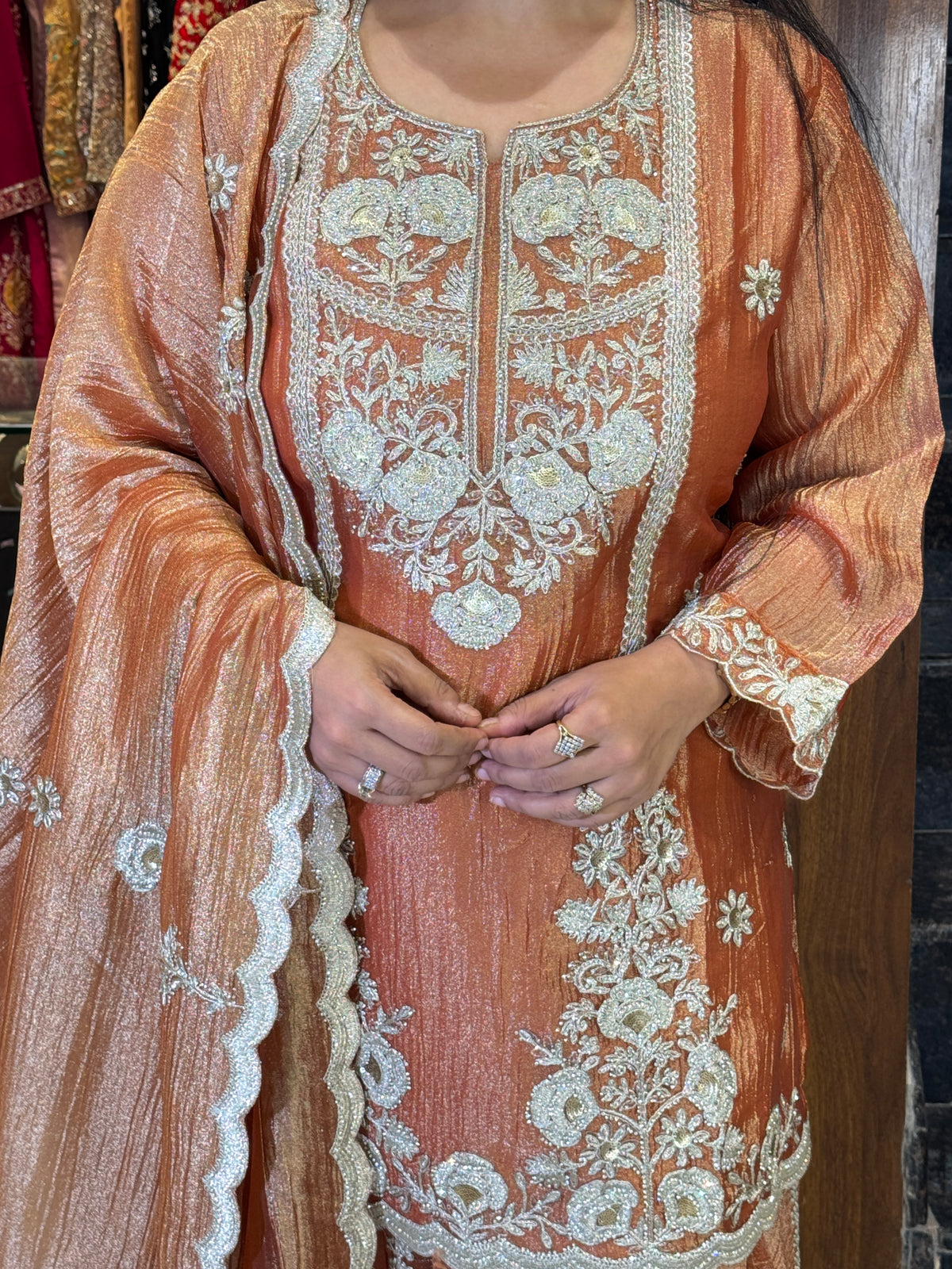 Peach Glow Embroidered Suit Set – Stitched