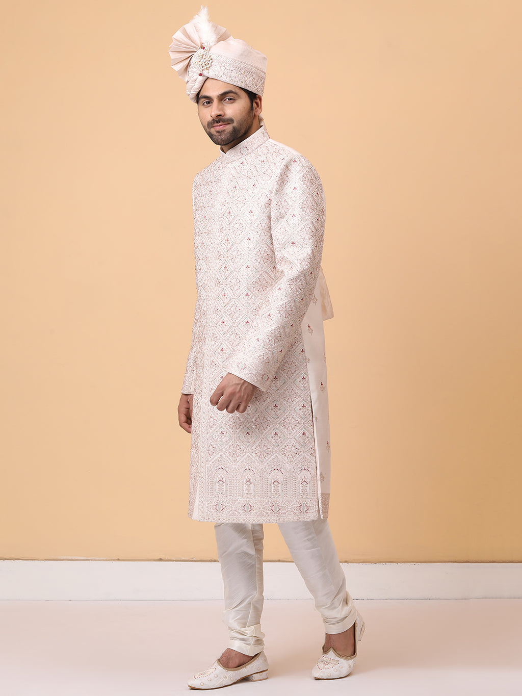 Mauve Hand Embellished Exquisite Groom Sherwani