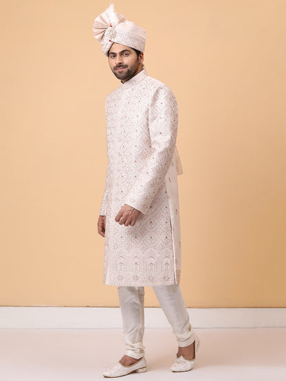 Mauve Hand Embellished Exquisite Groom Sherwani