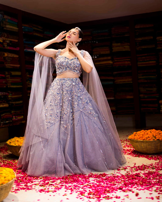 Move Sequence & Aplique Work Indo Western Lehenga