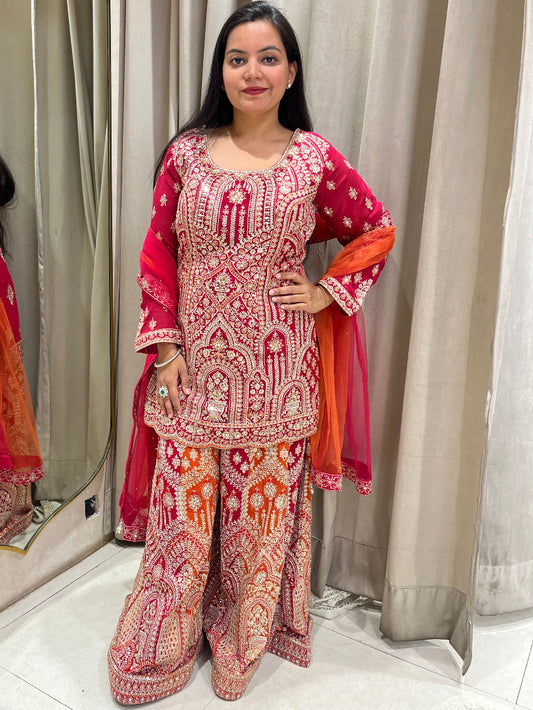 Orange Rani Sharara Suit
