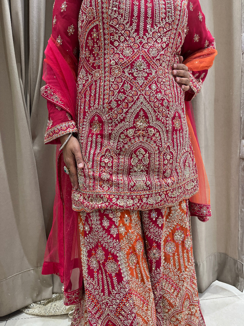 Orange Rani Sharara Suit