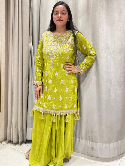 Parrot Green Indo Western Dhoti