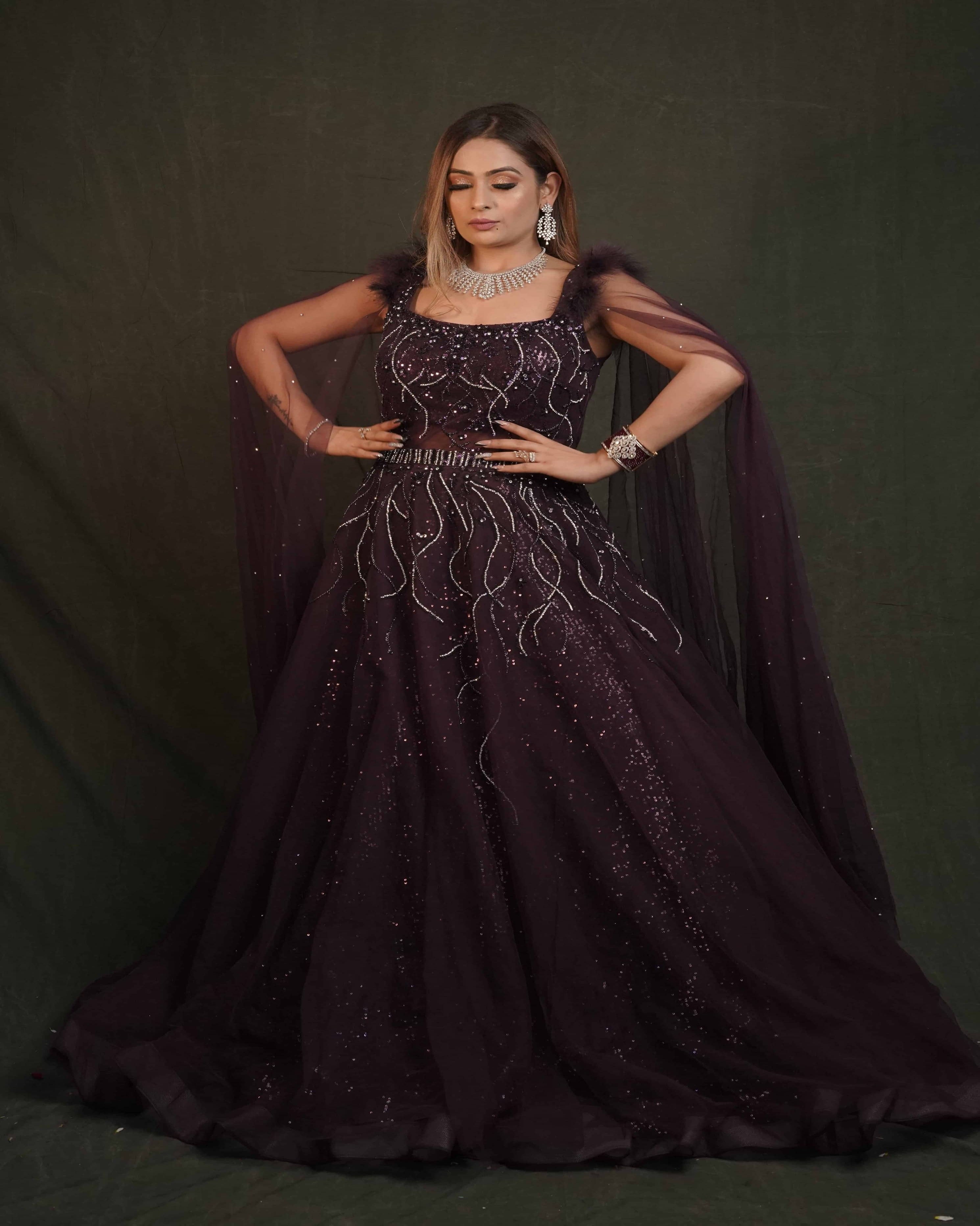 Wine Handwork with Cape Sleeves