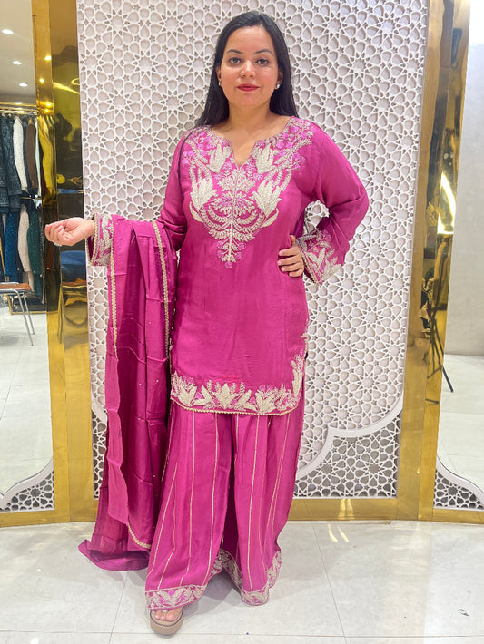 Pink Chinon Sharara Suit